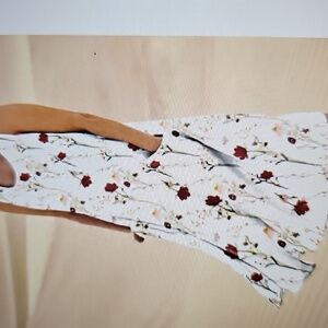 NWT SCACTO V-Neck Sleeveless White Floral Dress W Pockets XL